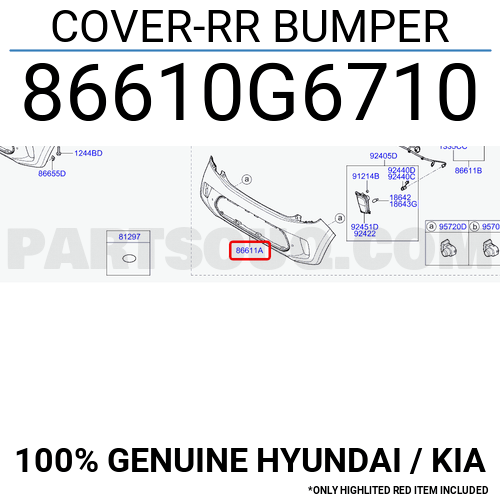 COVER-RR BUMPER 86610G6710 | Hyundai / KIA Parts | PartSouq