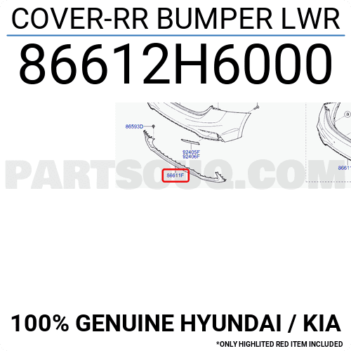 COVER-RR BUMPER LWR 86612H6000 | Hyundai / KIA Parts | PartSouq