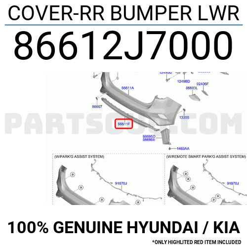 COVER-RR BUMPER LWR 86612J7000 | Hyundai / KIA Parts | PartSouq