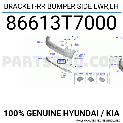 BRACKET-RR BUMPER SIDE LWR,LH 86613T7000 | Hyundai / KIA Parts | PartSouq