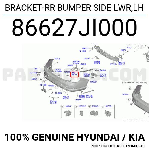 BRACKET-RR BUMPER SIDE LWR,LH 86627JI000 | Hyundai / KIA Parts | PartSouq