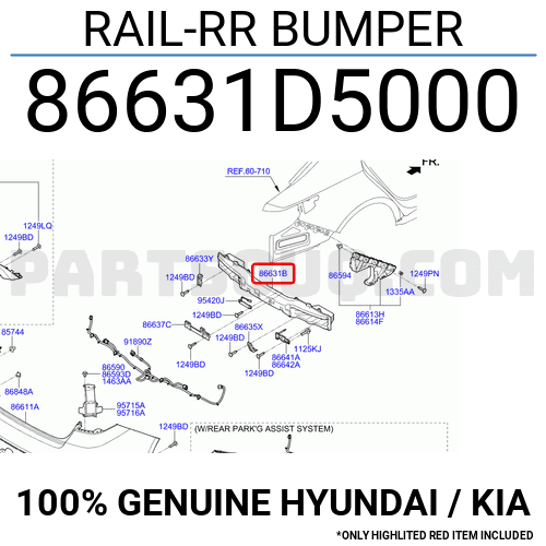 86631 R5000 RAIL-RR BUMPER 86631D5000 | Hyundai / KIA Parts | PartSouq