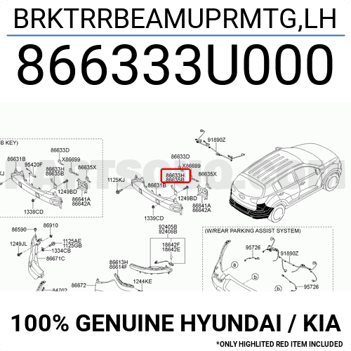 866333U000 Hyundai / KIA BRKTRRBEAMUPRMTG,LH