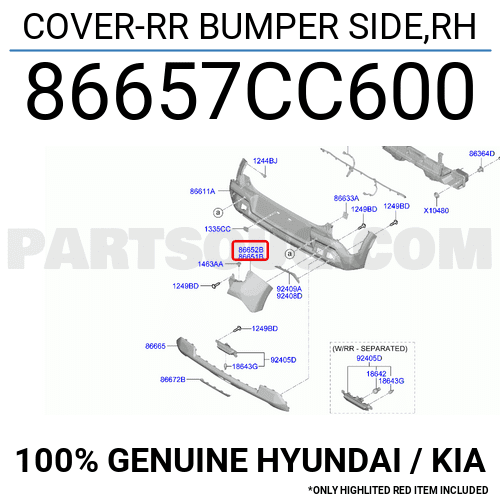 COVER-RR BUMPER SIDE,RH 86657CC600 | Hyundai / KIA Parts | PartSouq