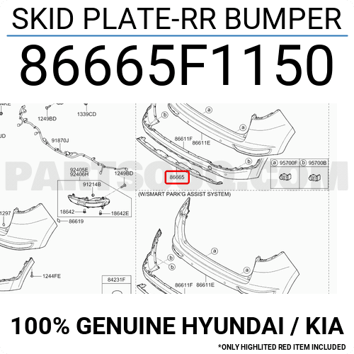 SKID PLATE-RR BUMPER 86665F1150 | Hyundai / KIA Parts | PartSouq