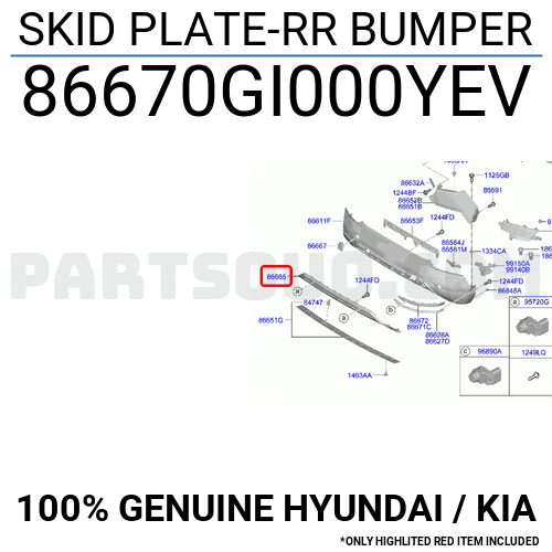 SKID PLATE-RR BUMPER 86670GI000YEV | Hyundai / KIA Parts | PartSouq
