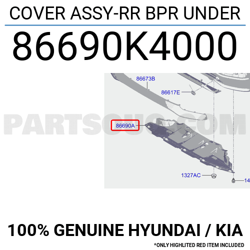 86690K4000 Hyundai / KIA COVER ASSY-RR BPR UNDER