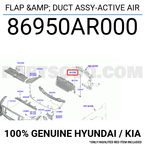 86950 FLAP & DUCT ASSY-ACTIVE AIR 86950AR000 | Hyundai / KIA Parts | PartSouq