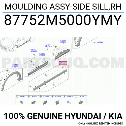 87752 R5000 MOULDING ASSY-SIDE SILL,RH 87752M5000YMY | Hyundai / KIA Parts | PartSouq