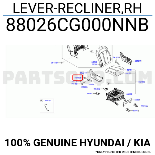 LEVER-RECLINER,RH 88026CG000NNB | Hyundai / KIA Parts | PartSouq