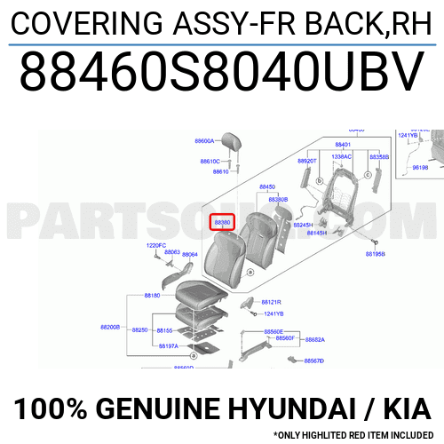 Kbudt4860a02 Rear View COVERING ASSY-FR BACK,RH 88460S8040UBV | Hyundai / KIA Parts | PartSouq