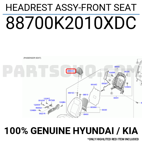 HEADREST ASSYFRONT SEAT 88700K2010XDC Hyundai / KIA Parts PartSouq