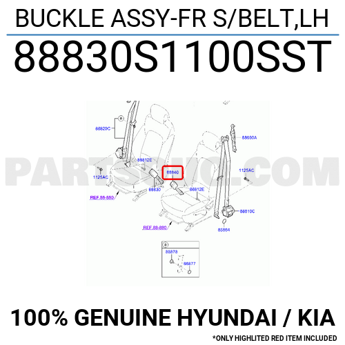 BUCKLE ASSY-FR S/BELT,LH 88830S1100SST | Hyundai / KIA Parts | PartSouq