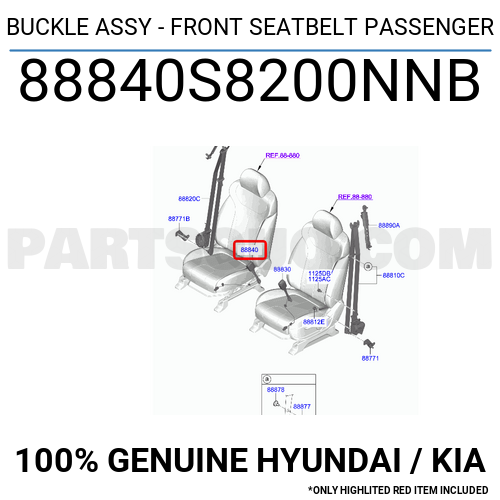 BUCKLE ASSY - FRONT SEATBELT PASSENGER 88840S8200NNB | Hyundai / KIA ...