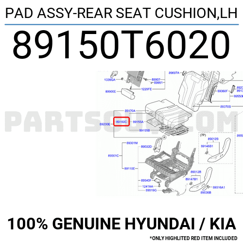 PAD ASSY-REAR SEAT CUSHION,LH 89150T6020 | Hyundai / KIA Parts | PartSouq