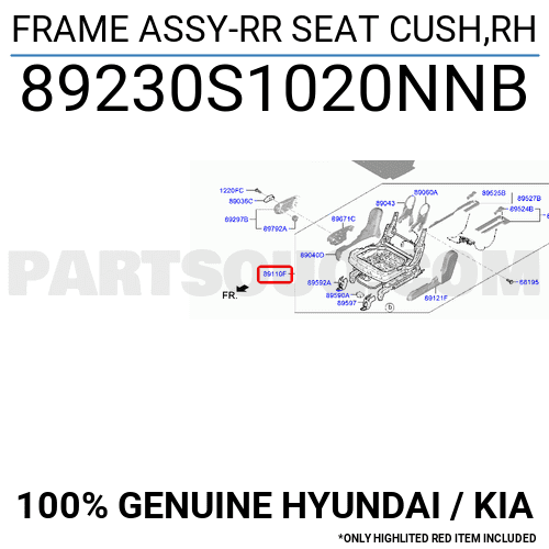 FRAME ASSY-RR SEAT CUSH,RH 89230S1020NNB | Hyundai / KIA Parts | PartSouq