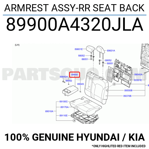 ARMREST ASSY-RR SEAT BACK 89900A4320JLA | Hyundai / KIA Parts | PartSouq