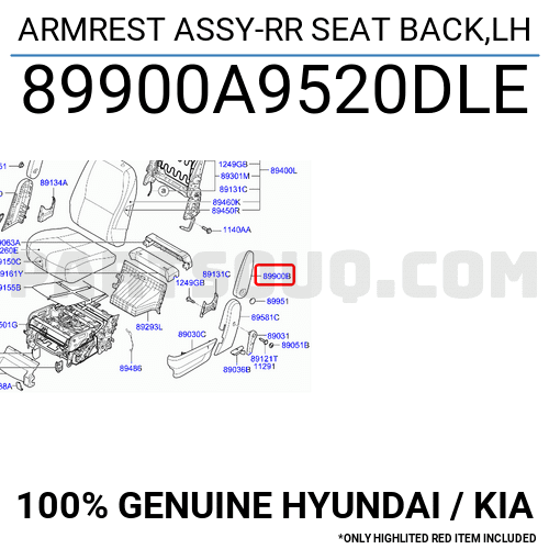 ARMREST ASSY-RR SEAT BACK,LH 89900A9520DLE | Hyundai / KIA Parts | PartSouq