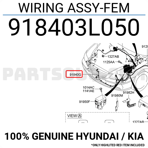 Genuine Hyundai 91840-3L050 Wiring Assembly 