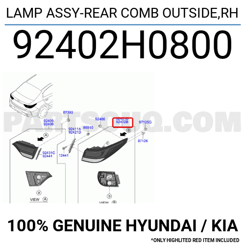 LAMP ASSY-REAR COMB OUTSIDE,RH 92402H0800 | Hyundai / KIA Parts | PartSouq