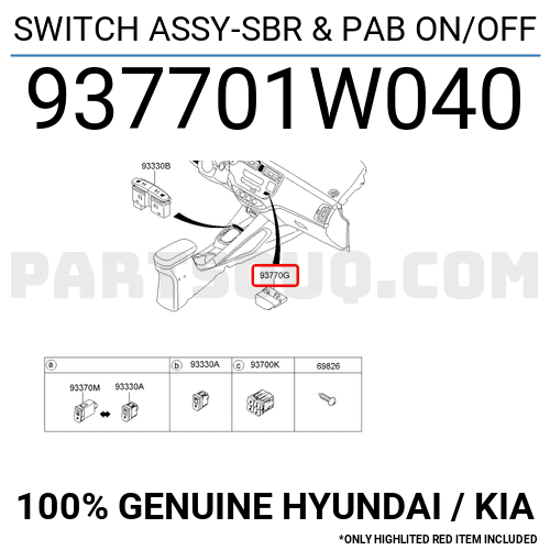 SWITCH ASSY-SBR & PAB ON/OFF 937701W040 | Hyundai / KIA Parts | PartSouq