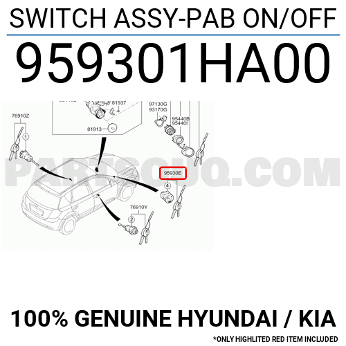 SWITCH ASSY-PAB ON/OFF 959301HA00 | Hyundai / KIA Parts | PartSouq