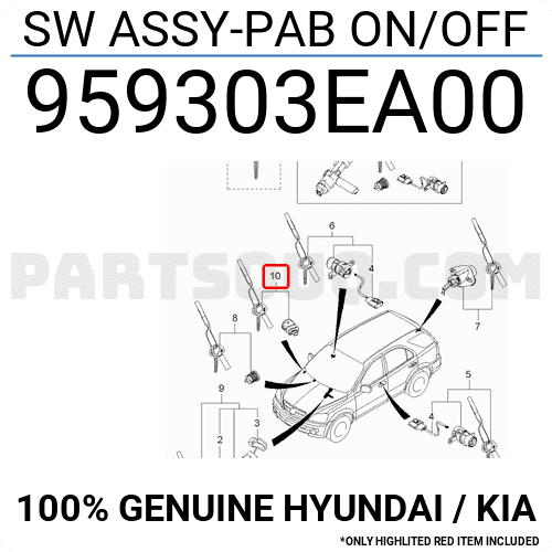 Sw 9593 SW ASSY-PAB ON/OFF 959303EA00 | Hyundai / KIA Parts | PartSouq