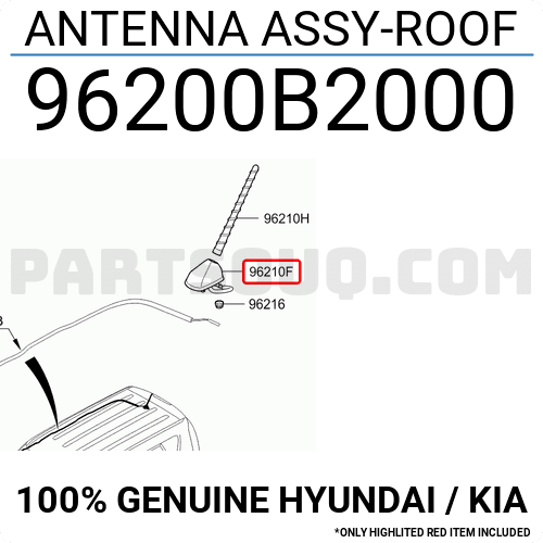 96200B2000 Kia Antenna assyroof 96200B2000 New Genuine OEM Part 