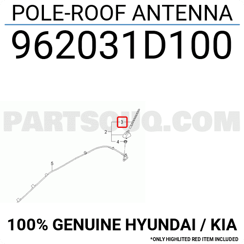 Genuine Hyundai/Kia Pole Antenna 962002B000 – Fits Santa Fe, Veracruz, Rondo 2007-2012 11 thumbnail image