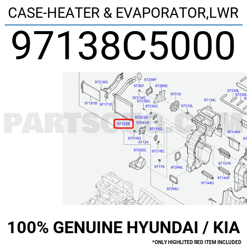 92138 R5000 CASE-HEATER & EVAPORATOR,LWR 97138C5000 | Hyundai / KIA Parts | PartSouq