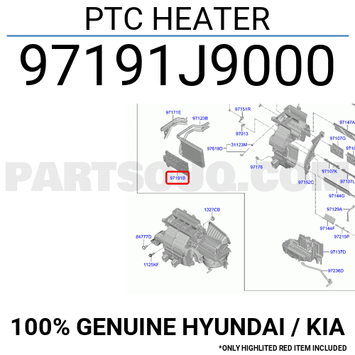 PTC HEATER 97191J9000 | Hyundai / KIA Parts | PartSouq