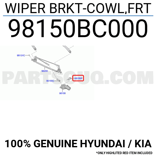 WIPER BRKT-COWL,FRT 98150BC000 | Hyundai / KIA Parts | PartSouq