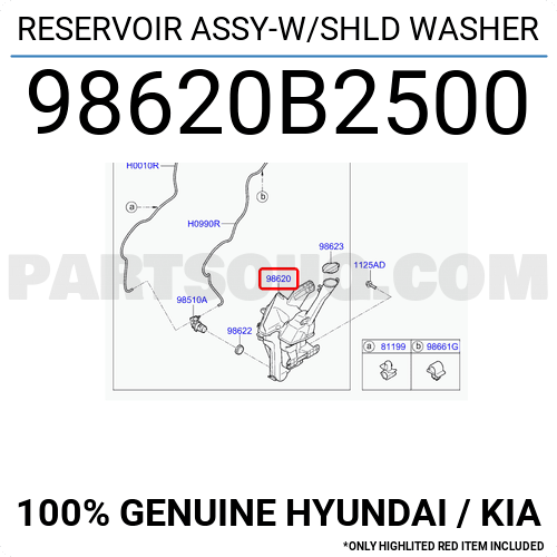 RESERVOIR ASSY-W/SHLD WASHER 98620B2500 | Hyundai / KIA Parts | PartSouq