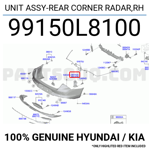 UNIT ASSY-REAR CORNER RADAR,RH 99150L8100 | Hyundai / KIA Parts | PartSouq