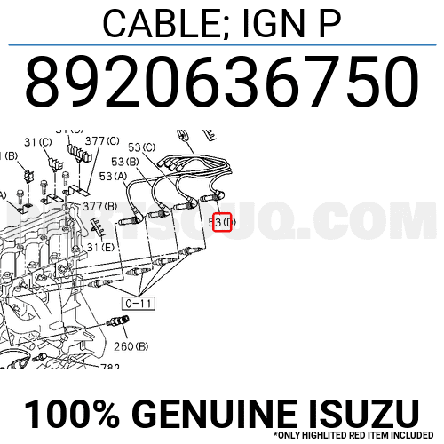 CABLE; IGN P 8920636750 | Isuzu Parts | PartSouq
