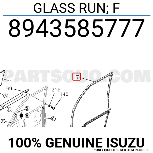 GLASS RUN; F 8943585777 | Isuzu Parts | PartSouq