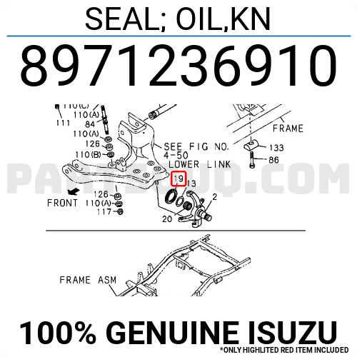 SEAL; OIL,KN 8971236910 | Isuzu Parts | PartSouq
