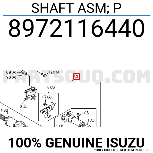 SHAFT ASM; P 8972116440 | Isuzu Parts | PartSouq