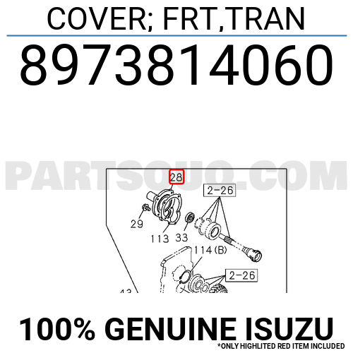 COVER; FRT,TRAN 8973814060 | Isuzu Parts | PartSouq