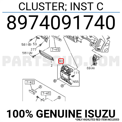 Cluster; Inst C 8974091740 | Isuzu Parts | PartSouq