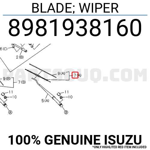 8981938160 Isuzu Blade; Wiper