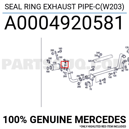 SEAL RING EXHAUST PIPE-C(W203) A0004920581 | MERCEDES Parts | PartSouq