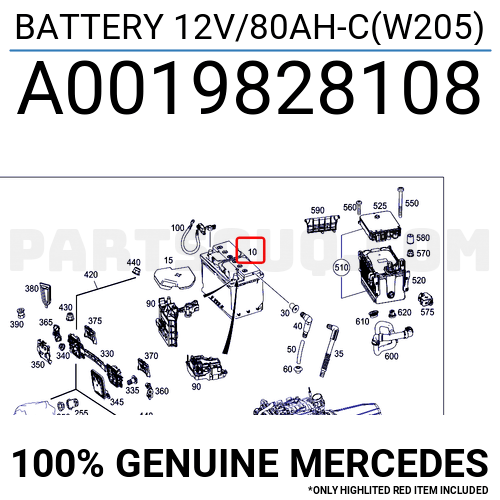 Mercedes Benz A0019828108 Car Battery 80aH 12V 800A AGM Leak-Proof :  : Automotive