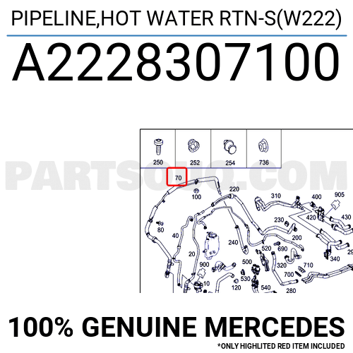 PIPELINE,HOT WATER RTN-S(W222) A2228307100 | MERCEDES Parts | PartSouq