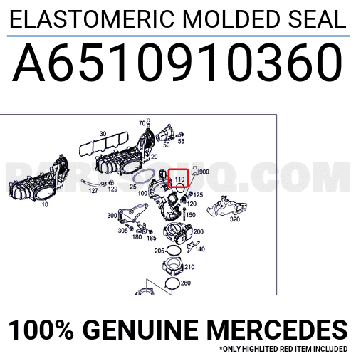 ELASTOMERIC MOLDED SEAL A6510910360 | MERCEDES Parts | PartSouq