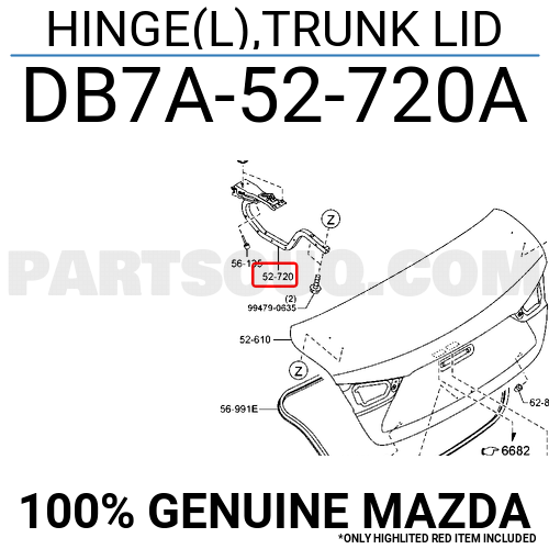 HINGE(L),TRUNK LID DB7A52720A | Mazda Parts | PartSouq