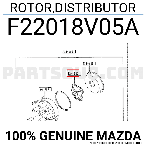 ROTOR,DISTRIBUTOR F22018V05A, Mazda Parts