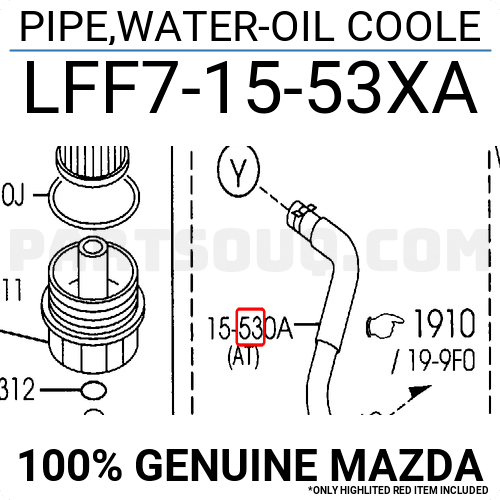 LFF7-15-53XA OEM New Genuine Mazda Pipe,Water-Oil Coole LFF71553XA 