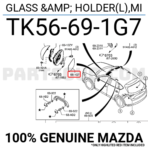 GLASS & HOLDER(L),MI TK56691G7 | Mazda Parts | PartSouq