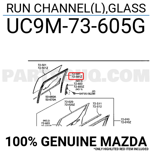 RUN CHANNEL(L),GLASS UC9M73605G | Mazda Parts | PartSouq